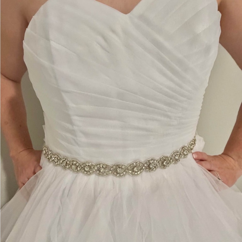 Elegant White Strapless Wedding Dress - Picture 2 of 6